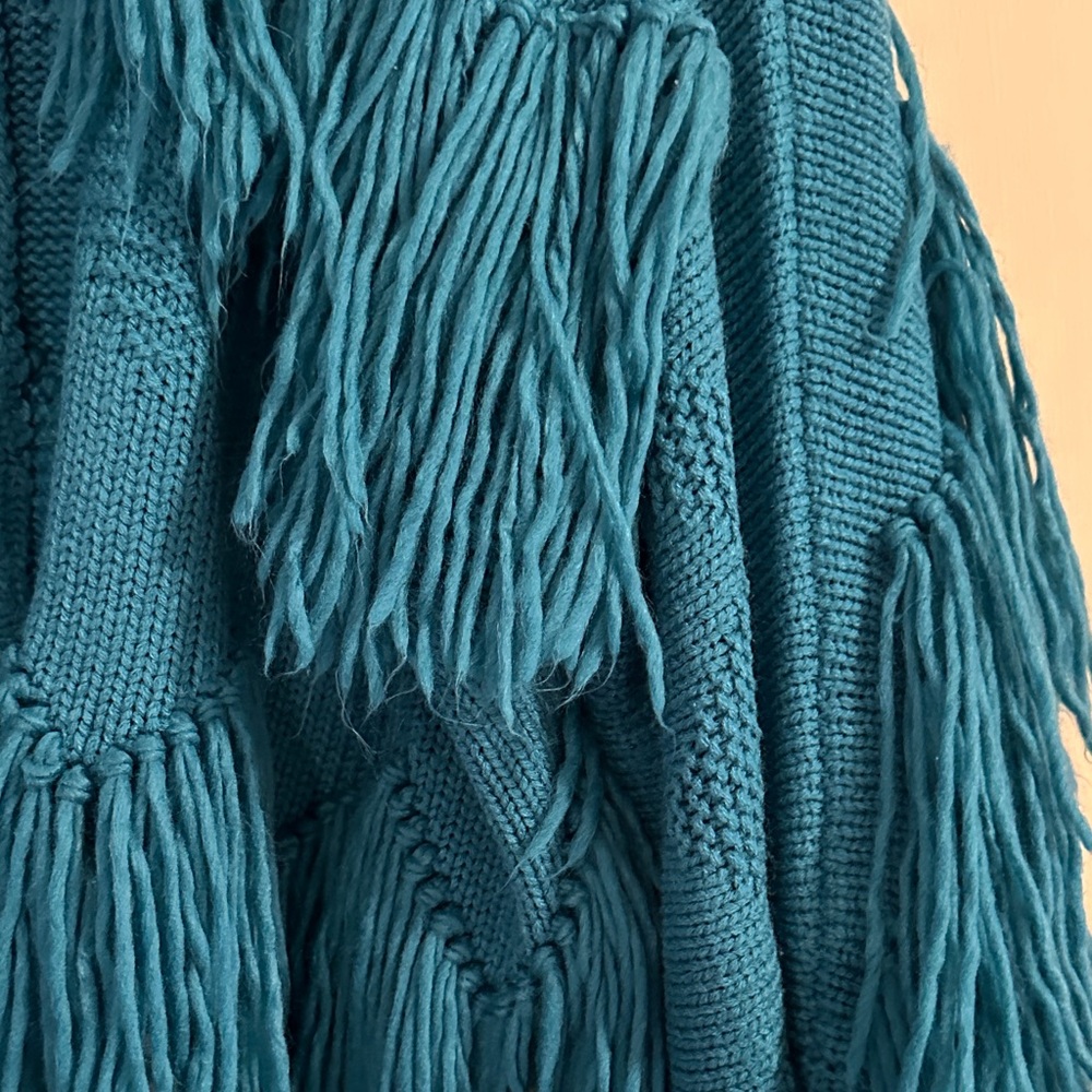 POL Turquoise Fringe Cardigan - Picture 3 of 5